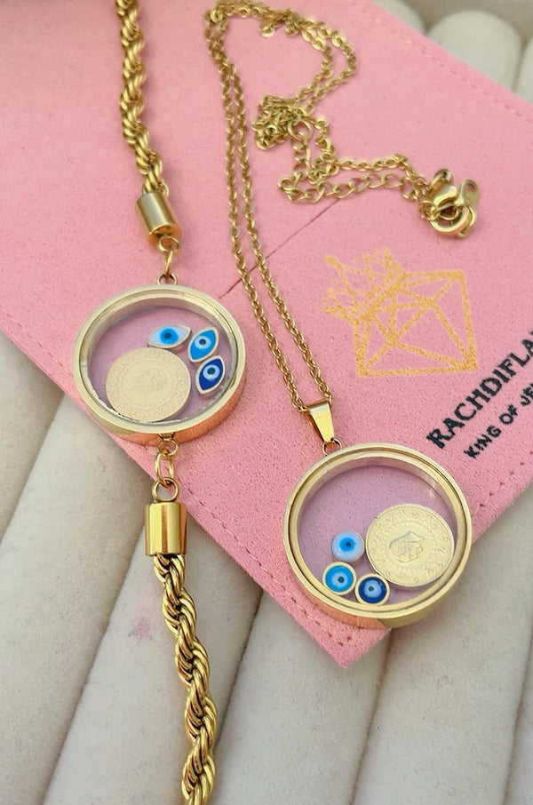 Round Portrait Eye Necklace Bracelet For Women