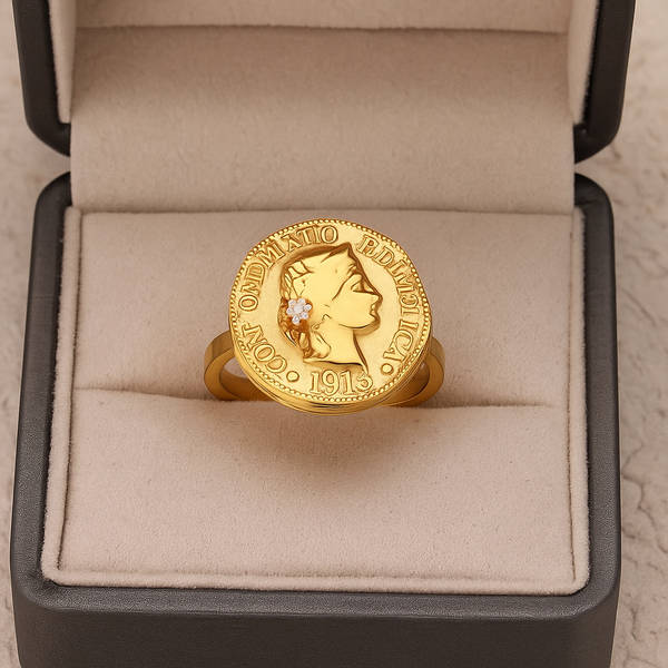 Vintage Antike Münze Ring für Frauen – Edelstahl, Farbtreu & Langlebig