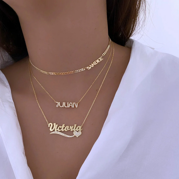 Stainless Steel Jewelry Cuban Chain Personalized Nameplate Choker Women Handmade Gifts