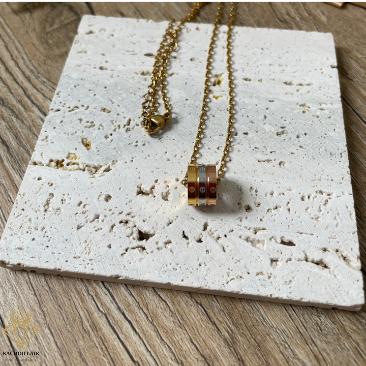 Edelstahl-Halskette mit Dreifach-Ring-Design – Gold, Silber & Roségold