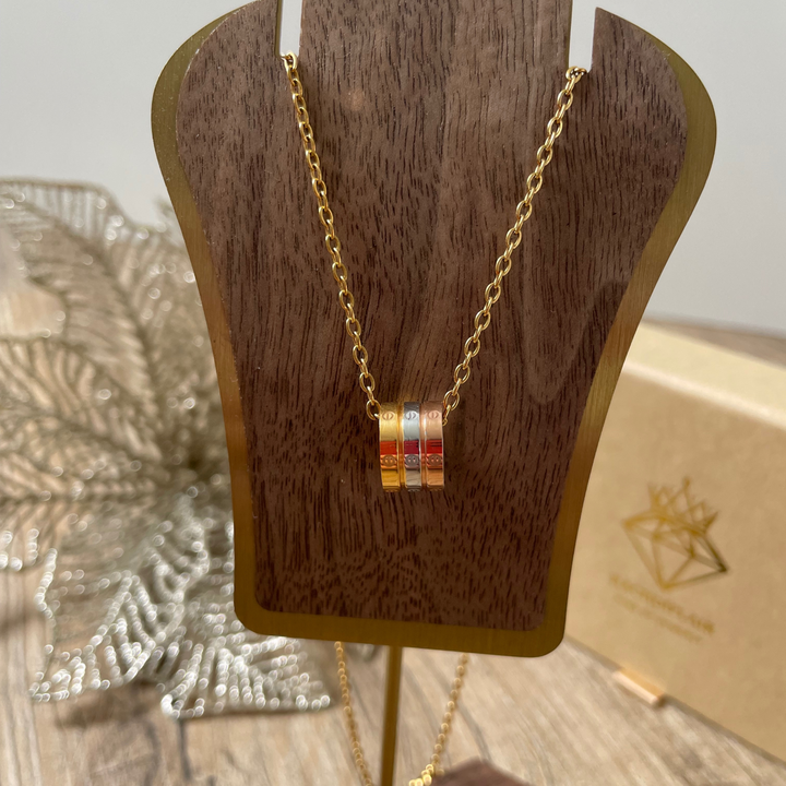 Edelstahl-Halskette mit Dreifach-Ring-Design – Gold, Silber & Roségold