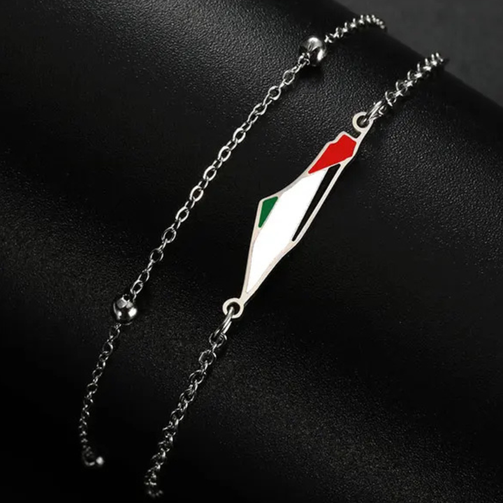 Doppelschichten Palästina Karte Armband - Edelstahl Schmuck für Frauen | Charm-Armband