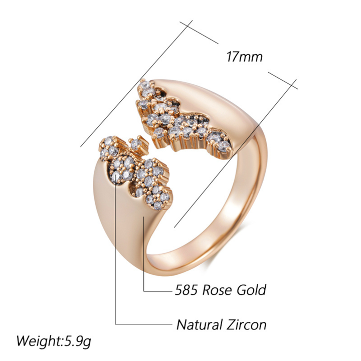 585 Roségold Offener Ring mit natürlichem Zirkon