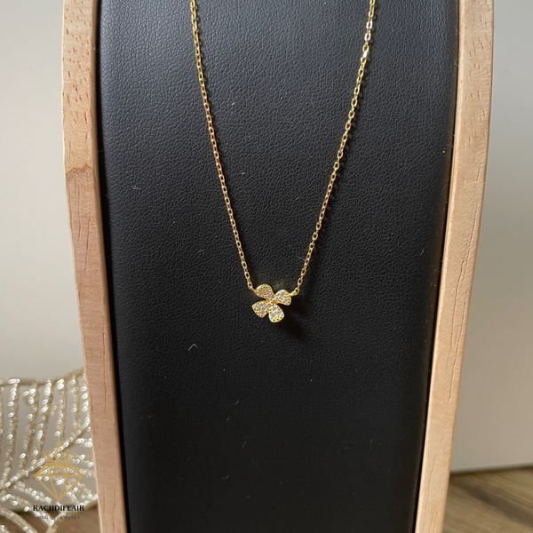 925 Sterling Silber Mini-Blumen-Anhänger – 18 Karat vergoldete Halskette