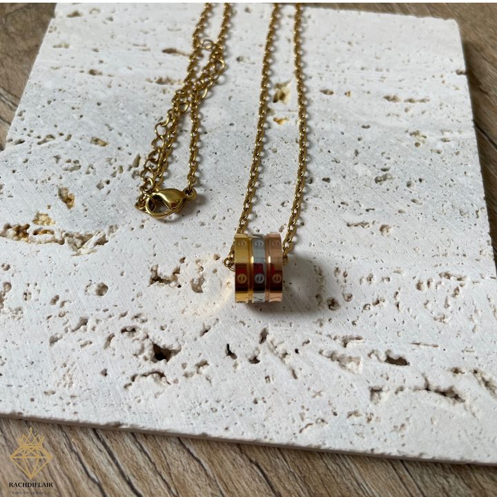 Edelstahl-Halskette mit Dreifach-Ring-Design – Gold, Silber & Roségold