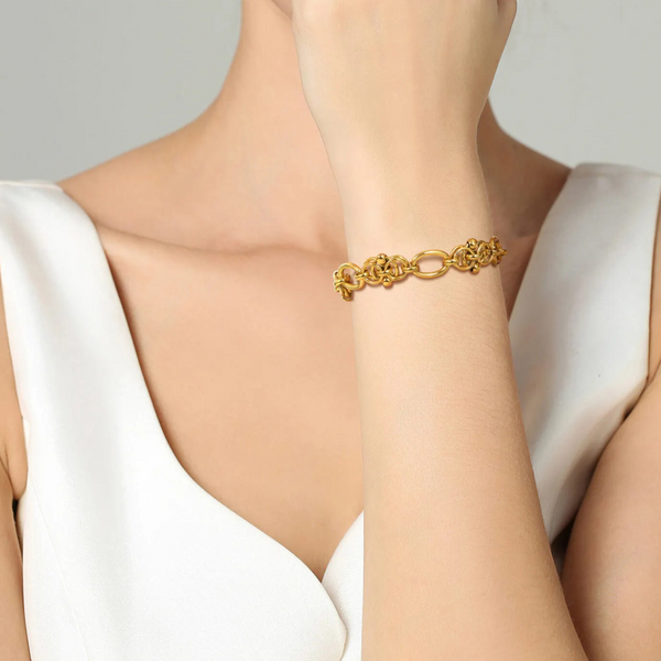 Schickes Kettenarmband für Damen – Vergoldetes Edelstahl Gliederarmband