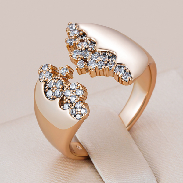585 Roségold Offener Ring mit natürlichem Zirkon