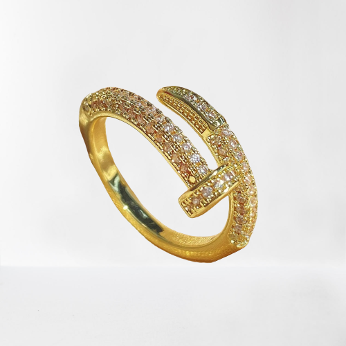 Shiny Zircon Gold  Color Ring Women's