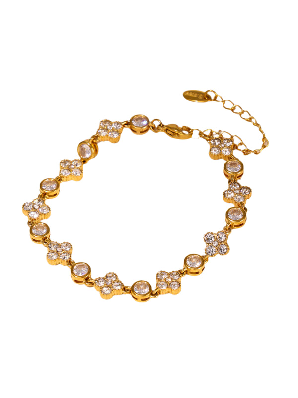 Luxuriöses Edelstahl-Kettenarmband – 18 Karat Vergoldung & Zirkon für Frauen