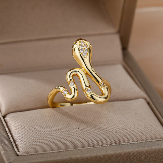 Gold Plated Ring Stainless Steel "Snake"