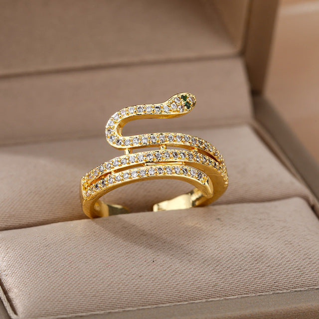 Gold Plated Ring Stainless Steel "Snake"