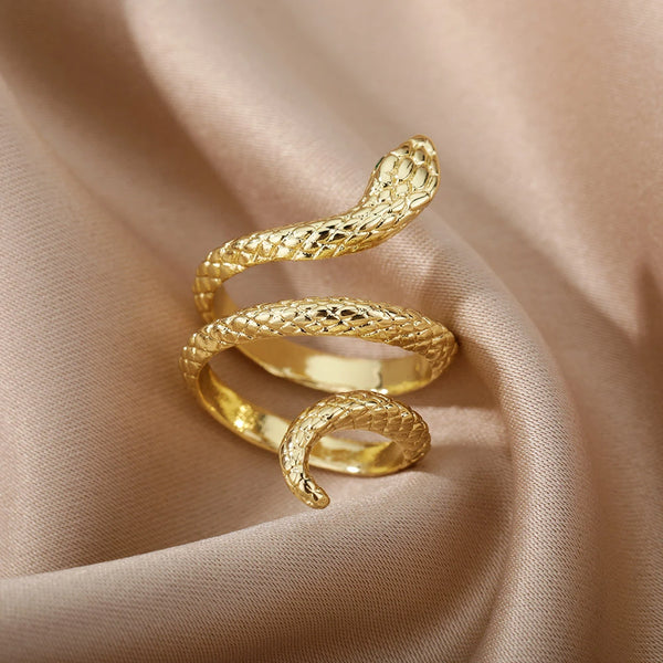 Gold Plated Ring Stainless Steel "Snake"