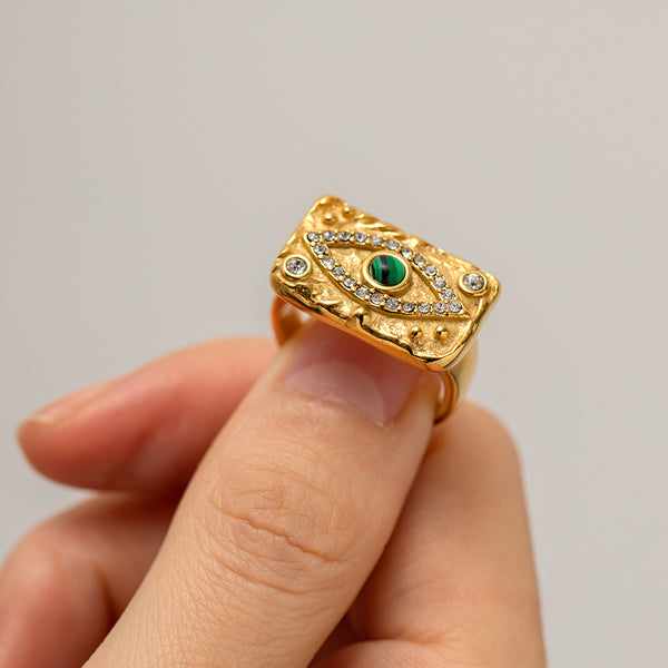 Bague Oeil Malachite Femme Bleu Soirée Quotidien Soirée Anniversaire 