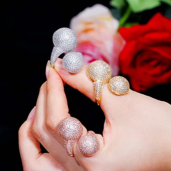 Micro Pave Cubic Zirconia Ball Rings "Ball"