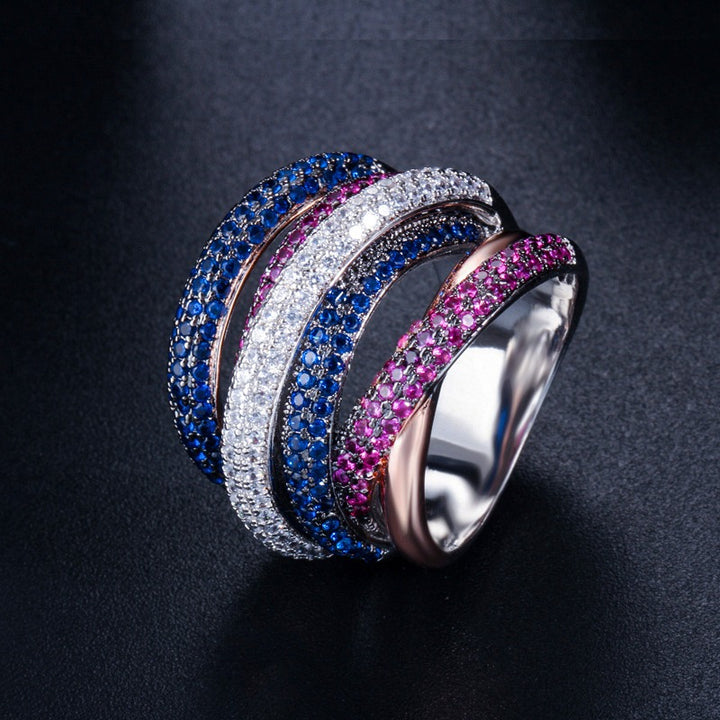 Multi Cubic Zirconia Big  Rings Multicolor