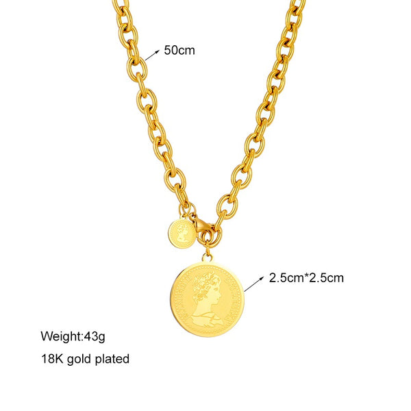 Portrait Coin Necklace For Women