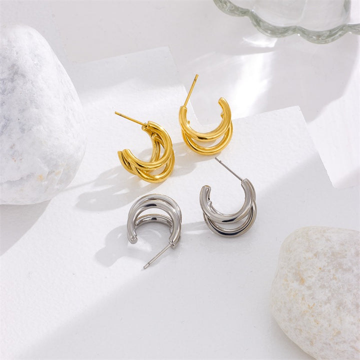 Open Circle C Shaped  stainless steel  Earrings